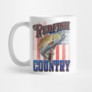 Redfish Country Red Drum Salt Water Bay Fishing USA Flag Mug